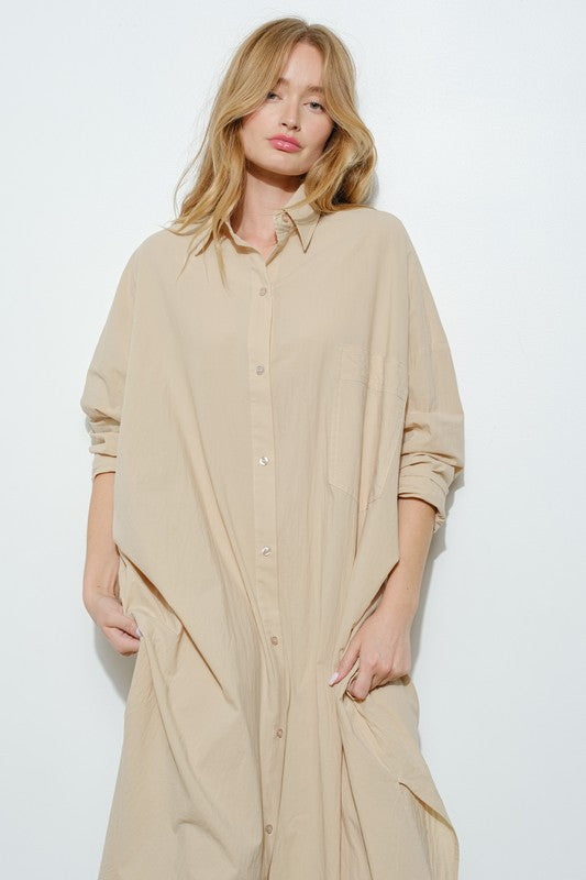 Oversized Cotton Shirt Dress – Minimal Modest Edition