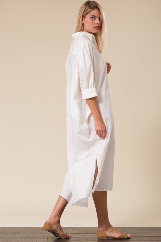 Oversized Cotton Shirt Dress – Minimal Modest Edition
