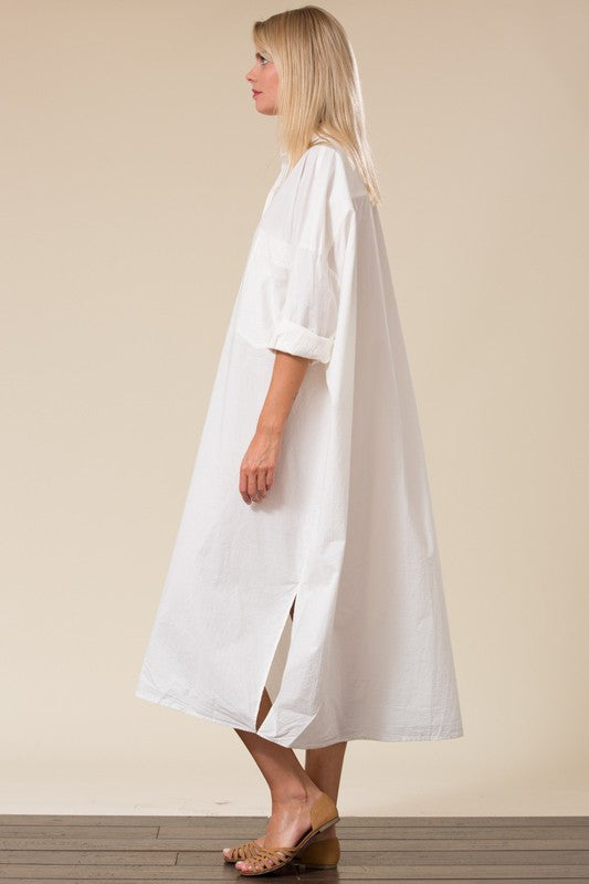 Oversized Cotton Shirt Dress – Minimal Modest Edition