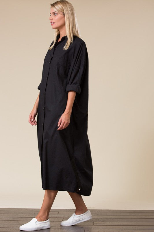 Oversized Cotton Shirt Dress – Minimal Modest Edition