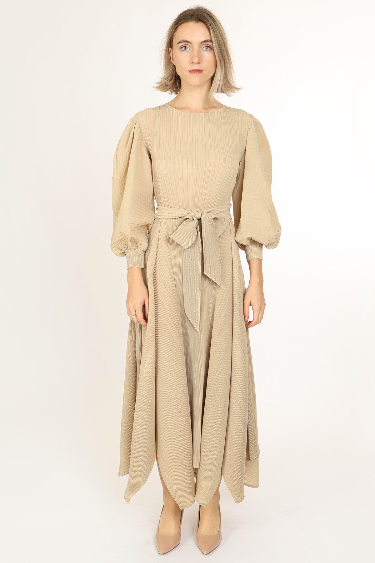 Bowtie Waist Pleated Maxi Dress – VelvetModest Signature Luxe