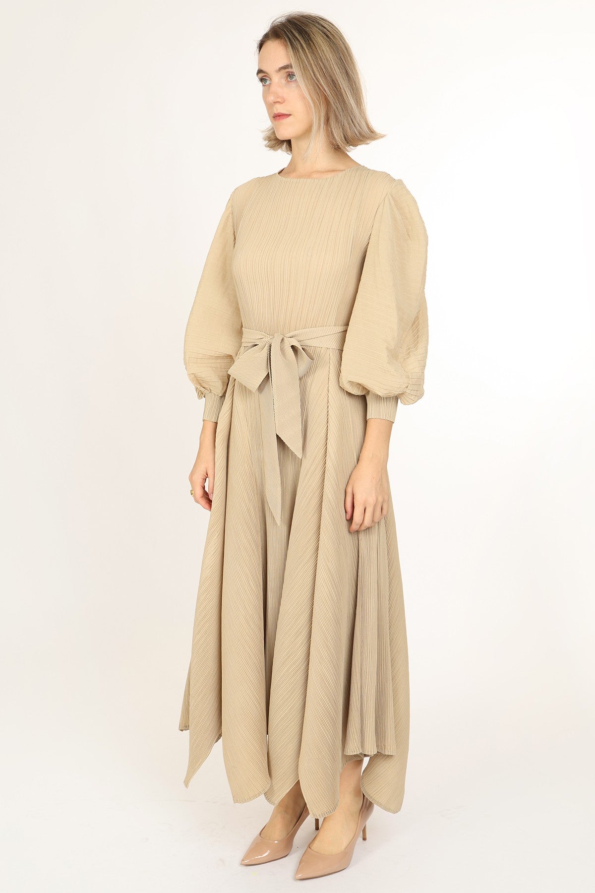 Bowtie Waist Pleated Maxi Dress – VelvetModest Signature Luxe