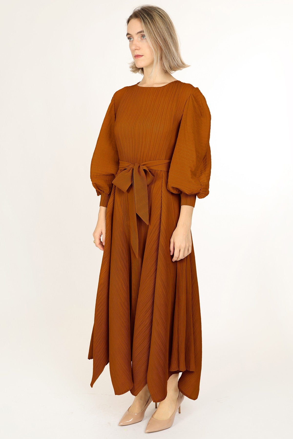Bowtie Waist Pleated Maxi Dress – VelvetModest Signature Luxe
