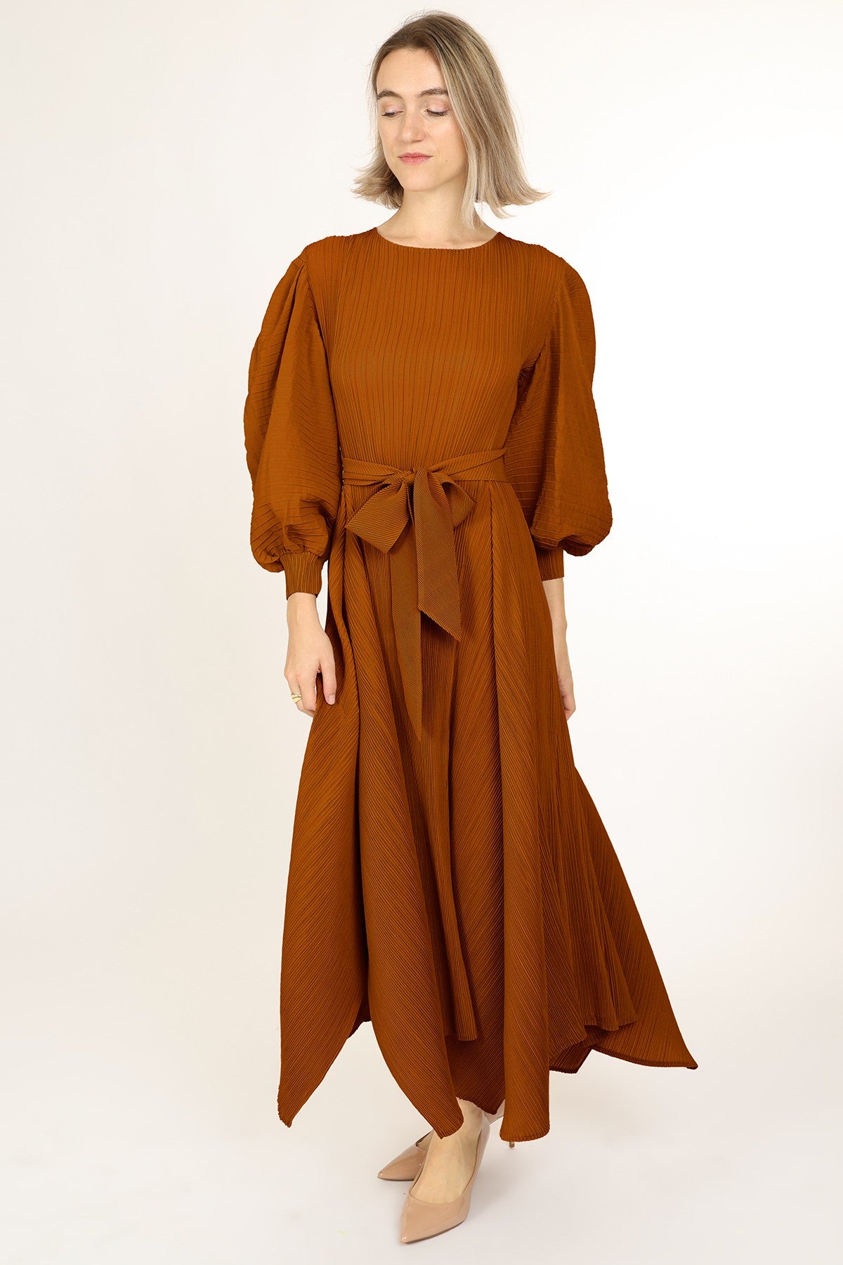 Bowtie Waist Pleated Maxi Dress – VelvetModest Signature Luxe