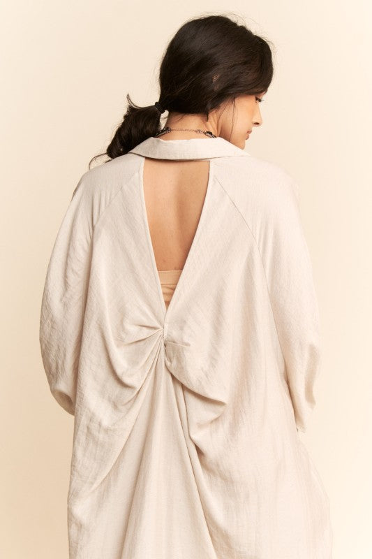 Oversized Hemline Collared Shirt Dress