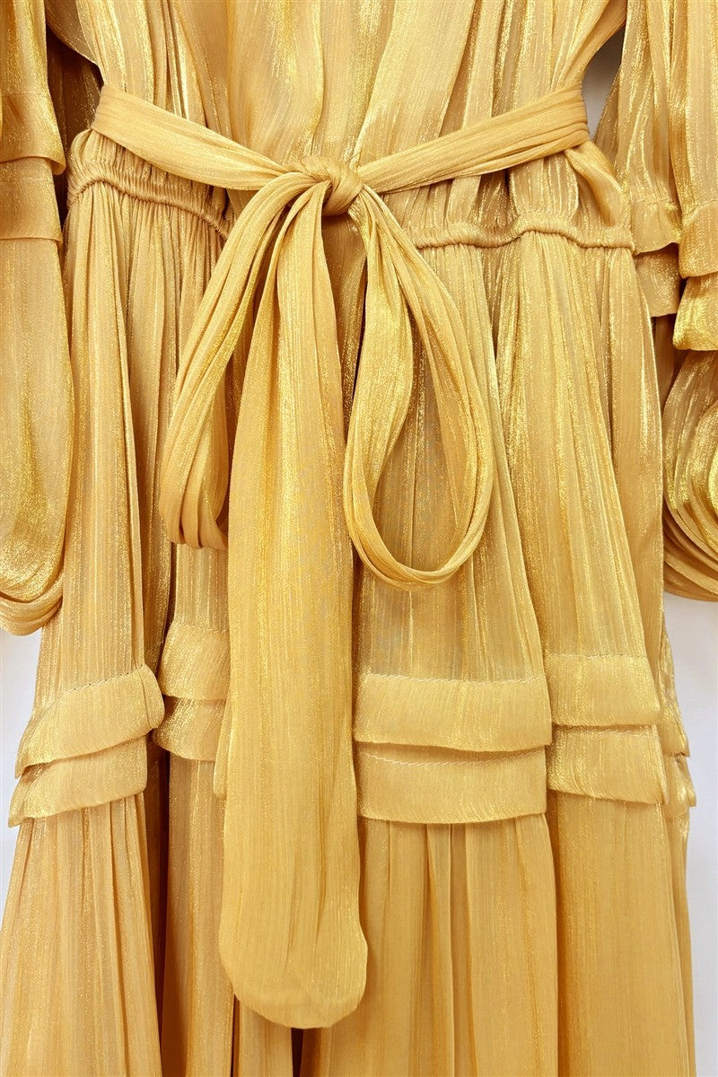 Ethereal Pleated Tier Maxi Dress – Soft Chiffon Elegance
