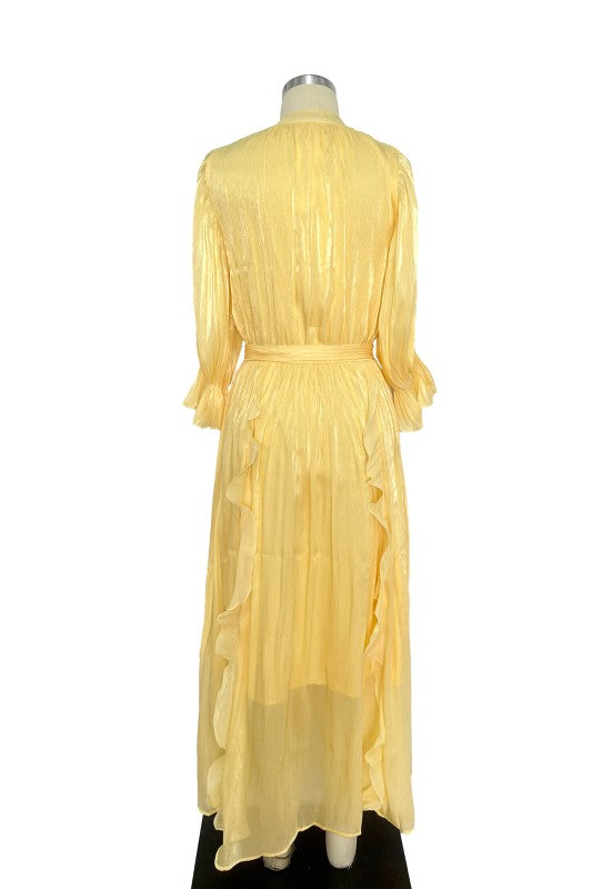 Metallic Ruffle Maxi Dress