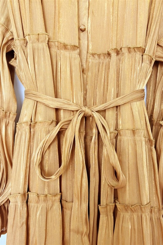 Tiered Pleated Maxi Dress