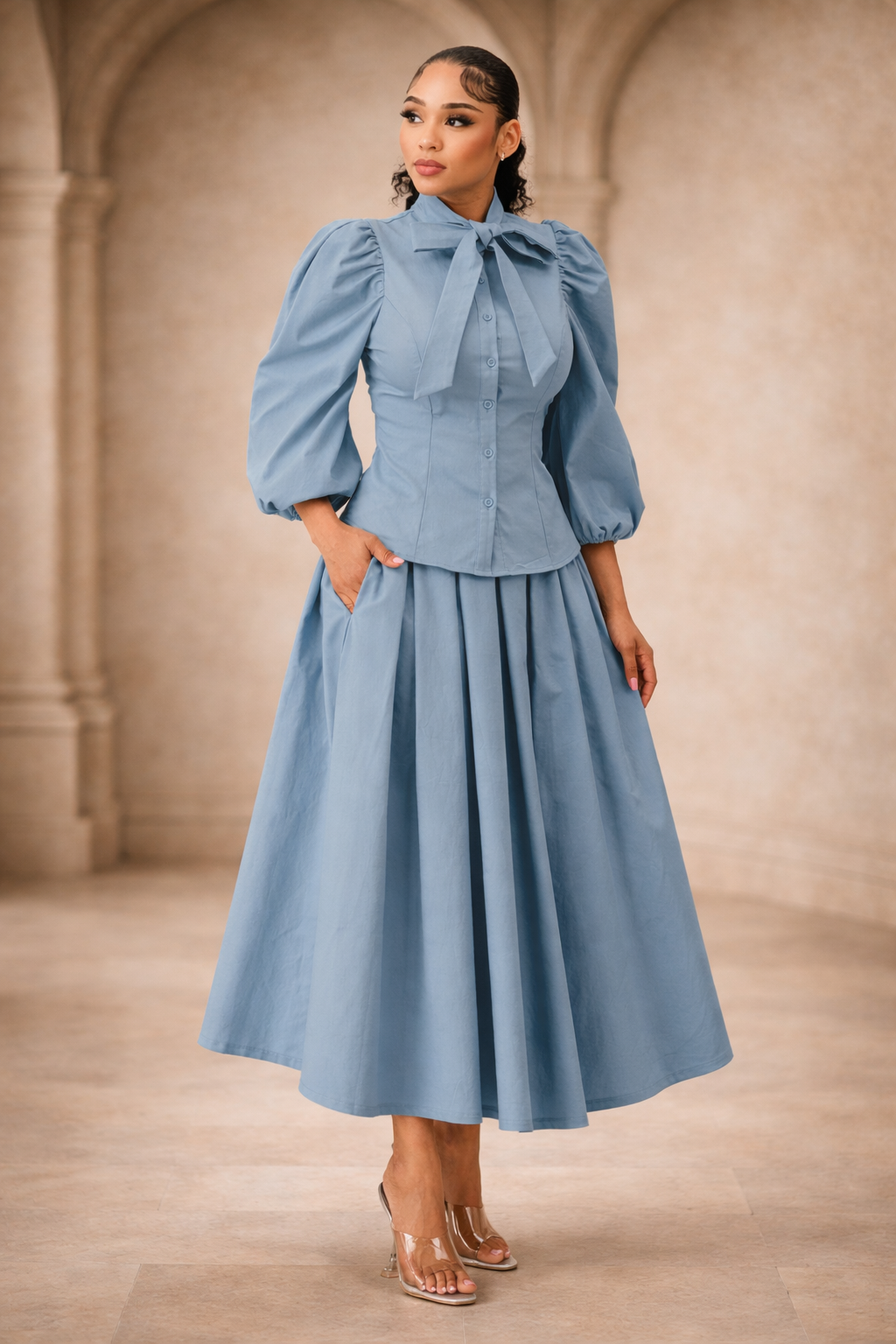 The Seraphina Bow Midi Set