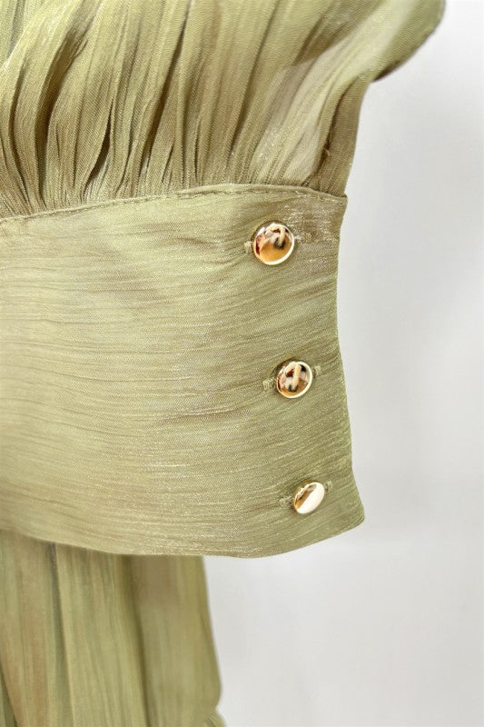 Tiered Pleated Chiffon Maxi Dress