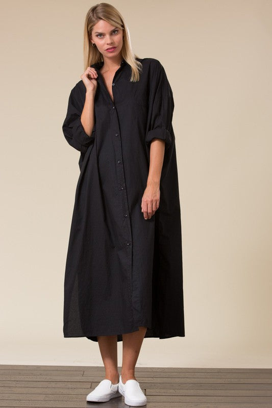 Oversized Cotton Shirt Dress – Minimal Modest Edition