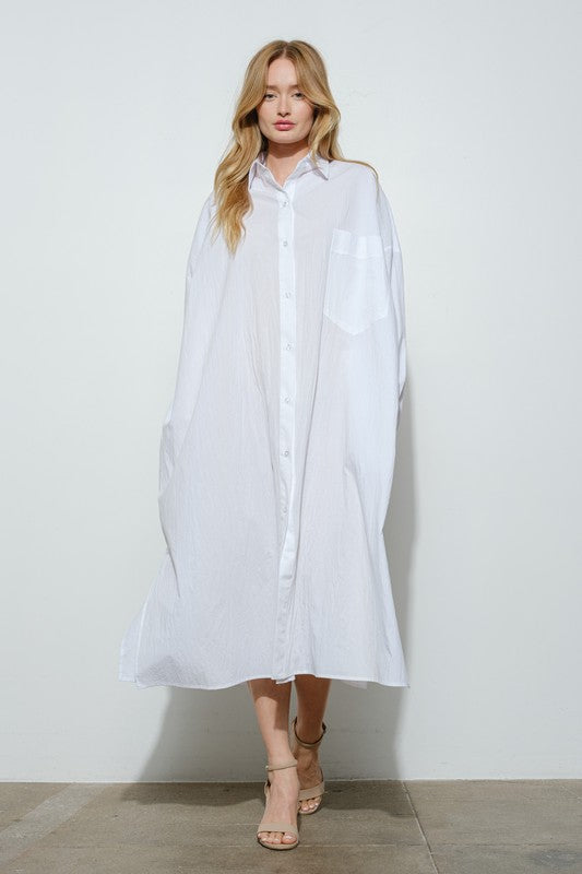Oversized Cotton Shirt Dress – Minimal Modest Edition