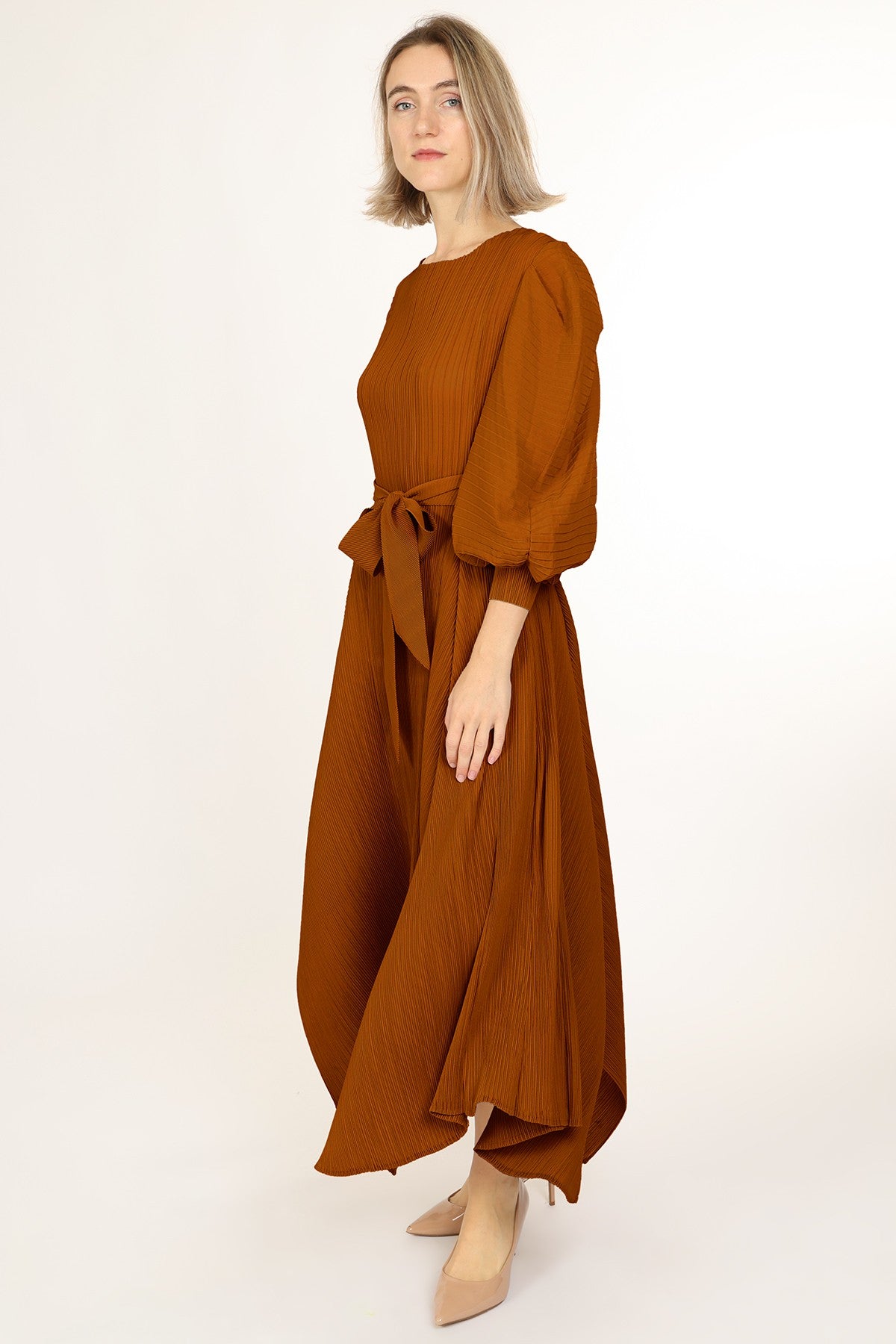 Bowtie Waist Pleated Maxi Dress – VelvetModest Signature Luxe