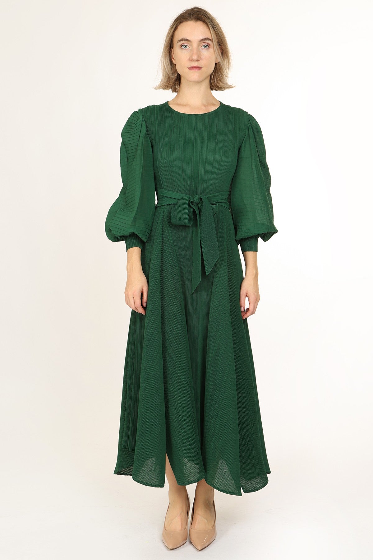 Bowtie Waist Pleated Maxi Dress – VelvetModest Signature Luxe