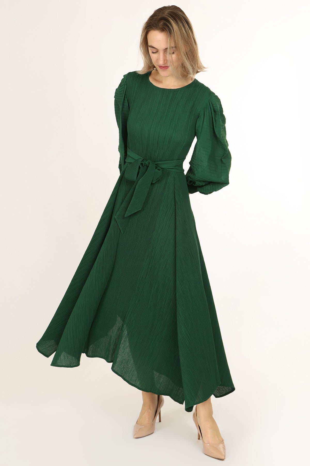 Bowtie Waist Pleated Maxi Dress – VelvetModest Signature Luxe