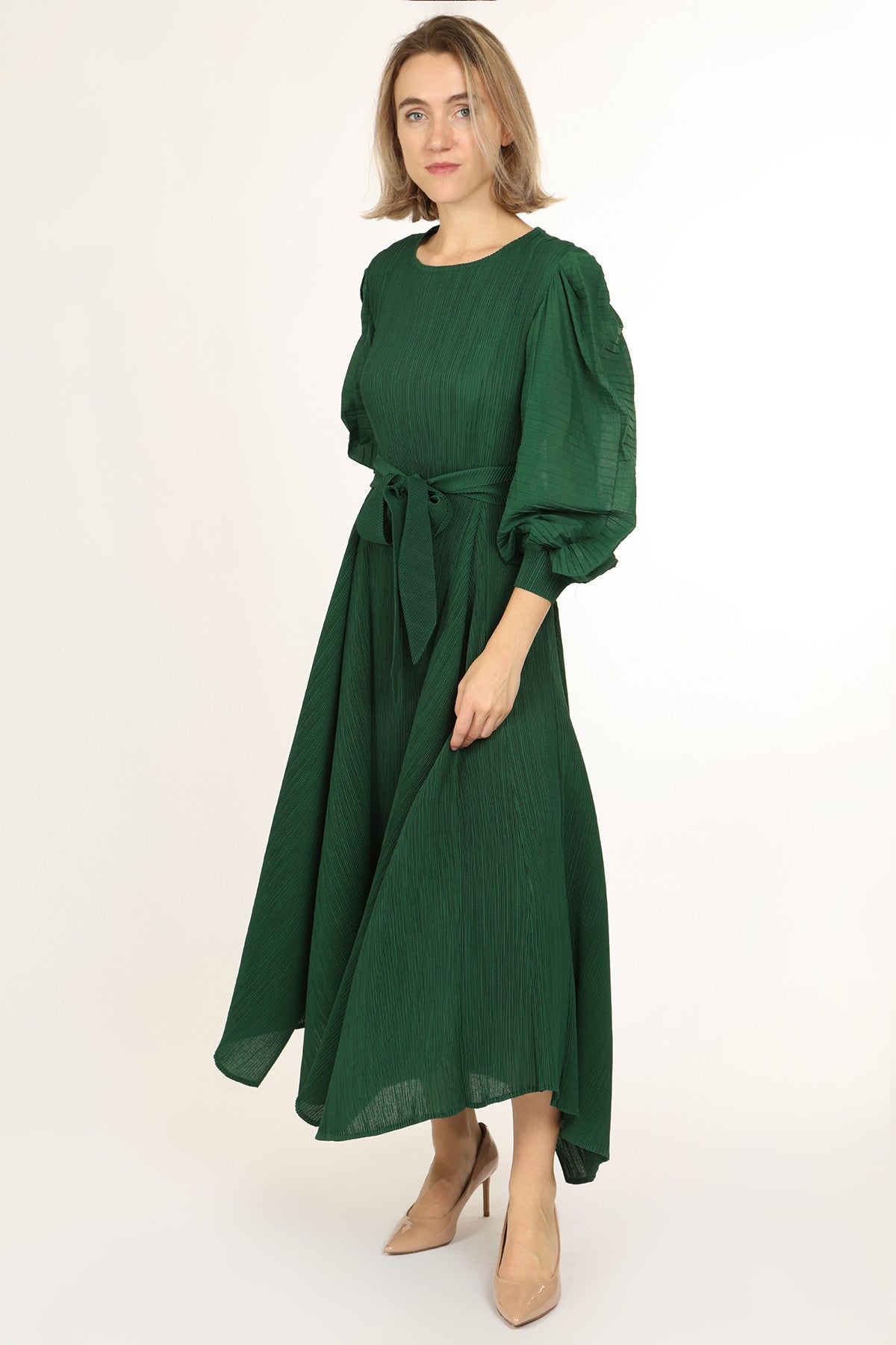 Bowtie Waist Pleated Maxi Dress – VelvetModest Signature Luxe