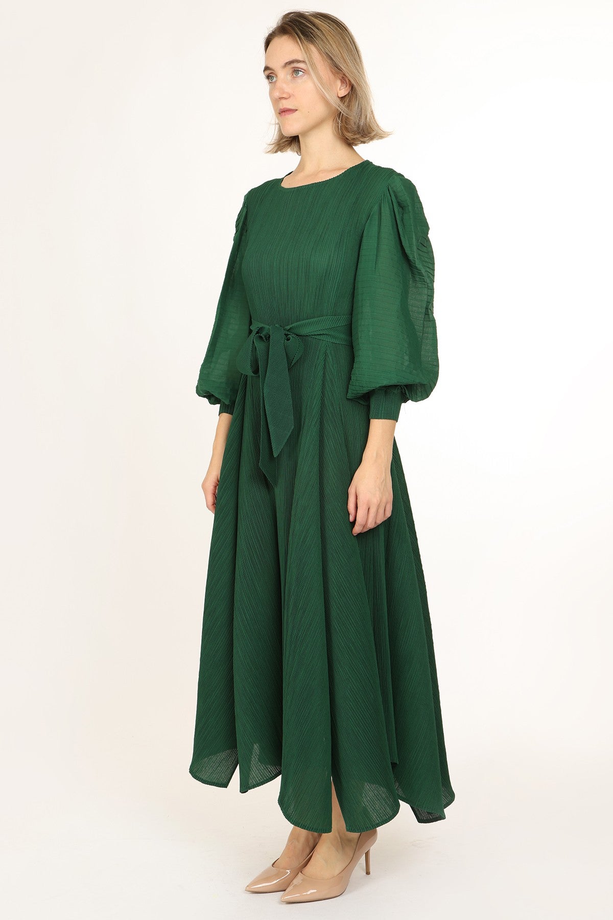 Bowtie Waist Pleated Maxi Dress – VelvetModest Signature Luxe