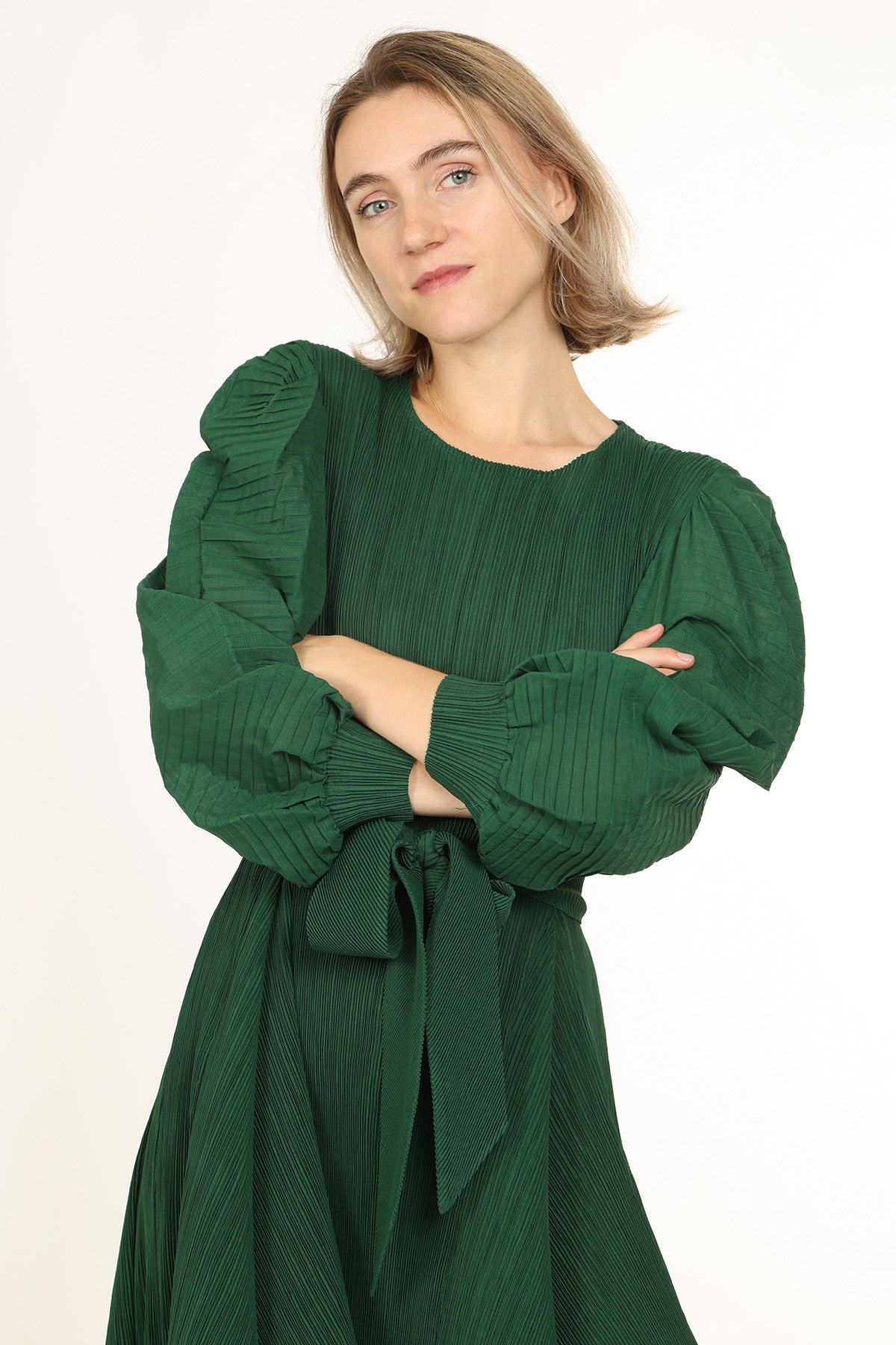 Bowtie Waist Pleated Maxi Dress – VelvetModest Signature Luxe