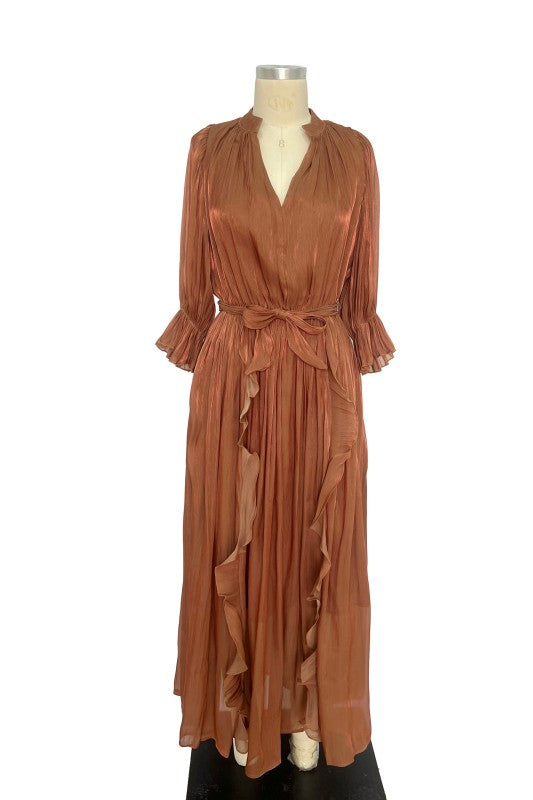 Metallic Ruffle Maxi Dress