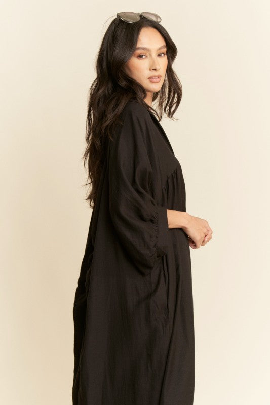 Oversized Hemline Collared Shirt Dress