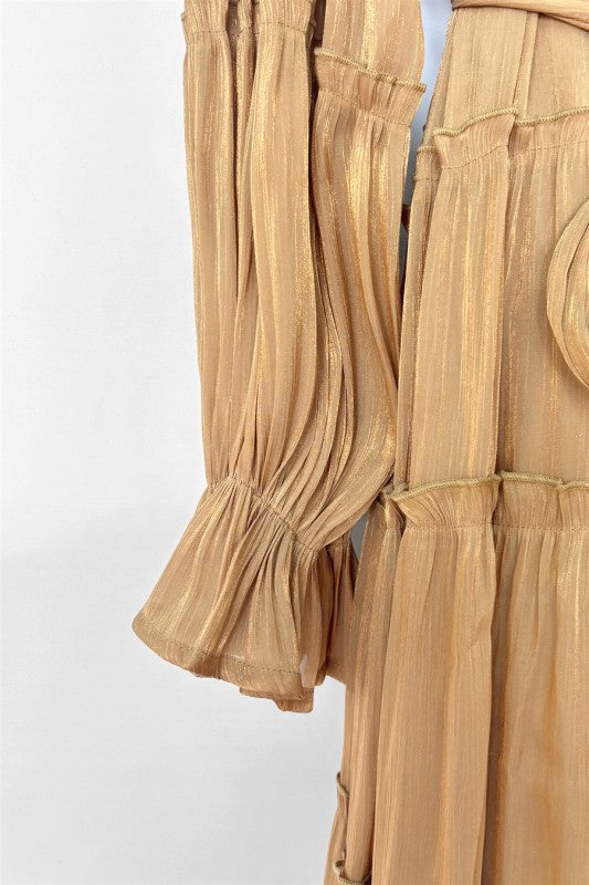 Tiered Pleated Maxi Dress
