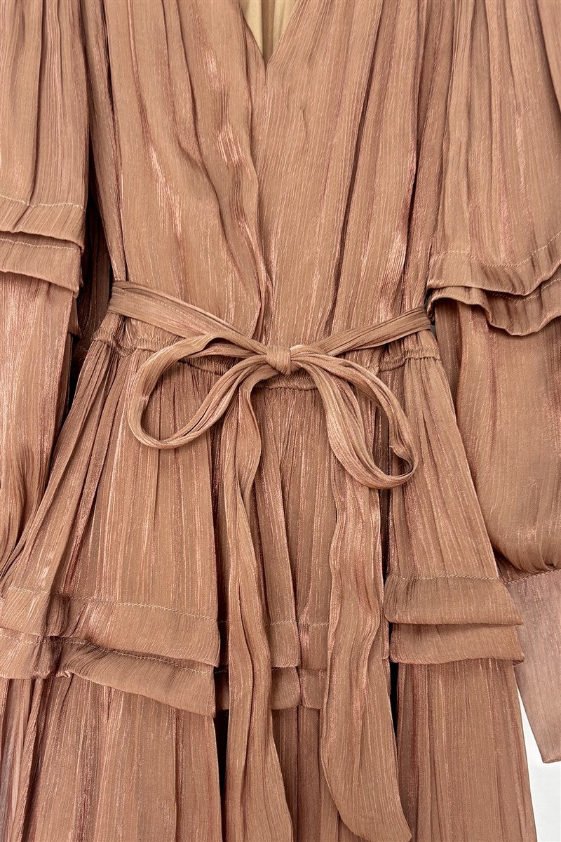 Ethereal Pleated Tier Maxi Dress – Soft Chiffon Elegance