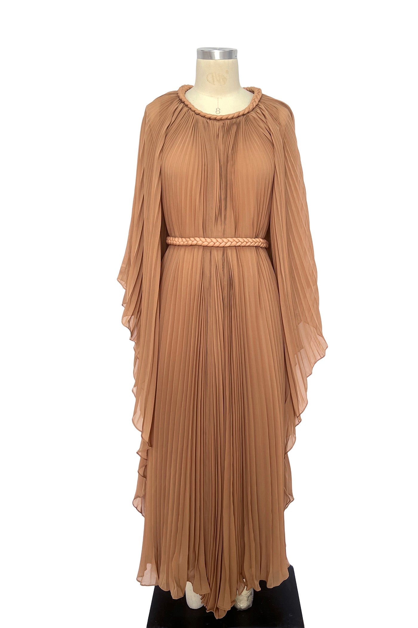Celeste Pleated Cape Maxi Dress – Elegant Modest Silhouette