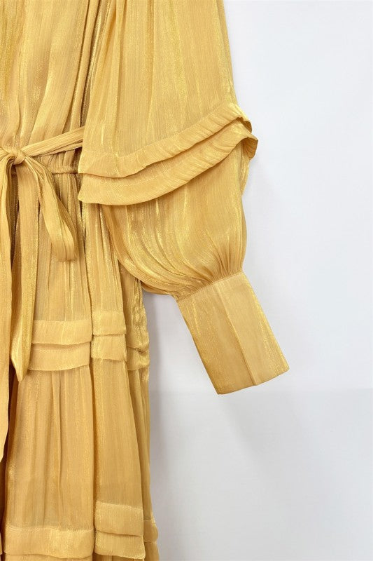 Ethereal Pleated Tier Maxi Dress – Soft Chiffon Elegance